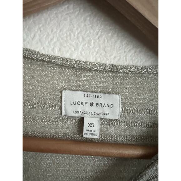 Lucky Brand Women’s Light Weight Sage Green White Knit Blouse Size XS - Picture 4 of 6